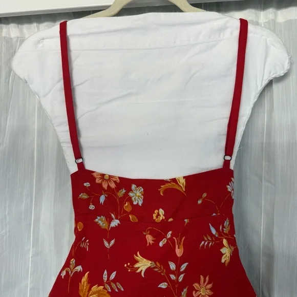 Reformation Camira Crepe Midi-Dress in Borsa Floral Red | Size 0 - Picture 8 of 14